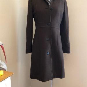J Crew Brown Wool Coat. Size 4